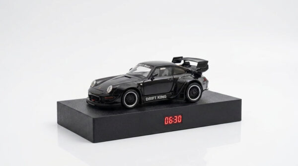 Porsche 911 RWB Car Alarm Clock front side view with LED display